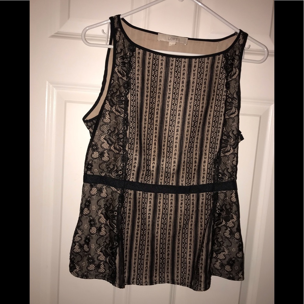 Anne Taylor LOFT Black and Tan/cream top